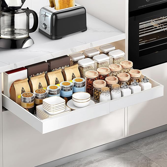 GOTOTOP Pull Out Cabinet Organizer, Kitchen Cabinet Organizer, Pull Out Drawers, Kitchen Cabinet Organization Systems for Cabinets, Heavy Duty Slide Out Drawers for Cabinets