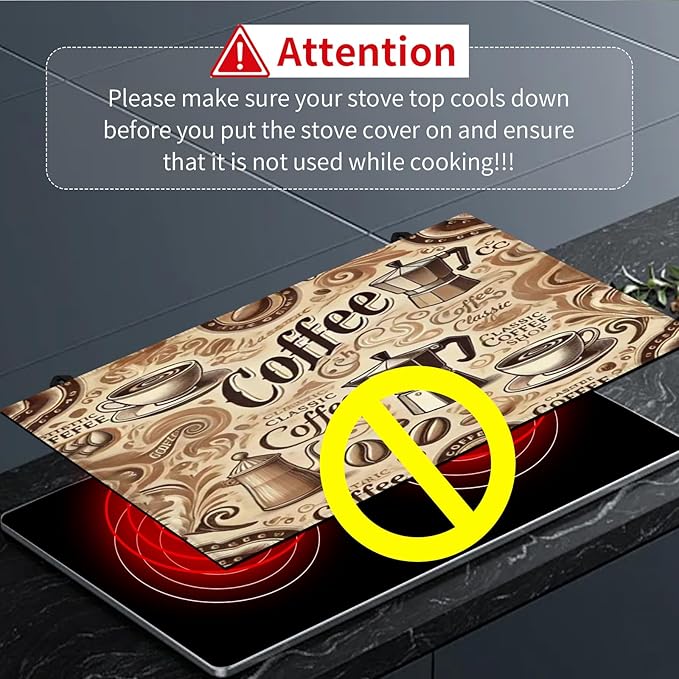 Decorative Electric Stove Top Covers, Heat Resistant Silicone Stove Cover Mat, Stove Top Protectors for Electric Flat Glass Stoves, Adds Extra Counter Space for Small Kitchens and Apartments