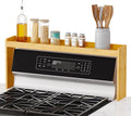 SpaceAid Bamboo Over the Stove Spice Holder Shelf, 31.5" Kitchen Organizer Stove Spice Top Rack, 11.6" Height Countertop Storage, Over Oven Back Sink Organization Shelf, Natural
