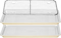 Nonstick Ceramic Baking Sheet with Rack, 2-Pack 13x9 Quarter Sheet Pan,(External 10x14), Non-Toxic PTFE & PFOA Free Warp-Free Oven Safe 550°F Dishwasher Safe, Aluminized Steel, Gray Yellow