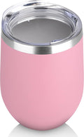 DOMICARE Stainless Steel Wine Tumbler Bulk with Lid, Personalized Insulated Tumblers Set, 12oz Travel Coffee Cups Pack of 1, Pink