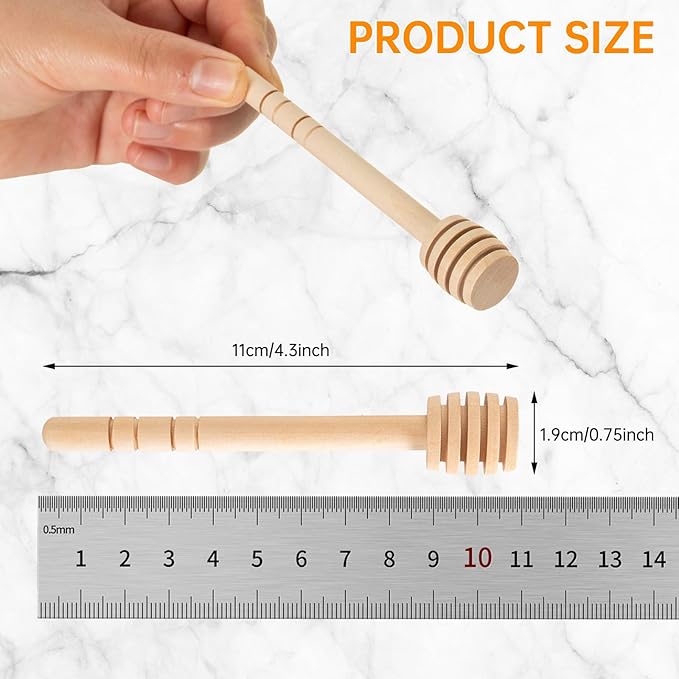 100Pcs 4inch Honey Dipper Sticks - Wooden Honey Dipper, 4 Inch Mini Honeycomb Stick, Honey Stirrer Stick for Honey Jar Dispense Drizzle Honey and Wedding Party Present