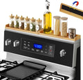 30" Magnetic Over the Stove Shelf,Stove Top Shelf,Over Oven Shelf,Stove Shelf for Back of Stove, Heat-Resistant and Wooden,Space-Saving Kitchen Storage (Wood Color, 1 Layer 2pcs)