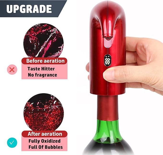 Electric Wine Aerator Dispenser Electric Smart Decanter with USB Rechargeable,Electric Wine Decanter and Wine Dispenser Pourer,Wine Gift for Mom Wife