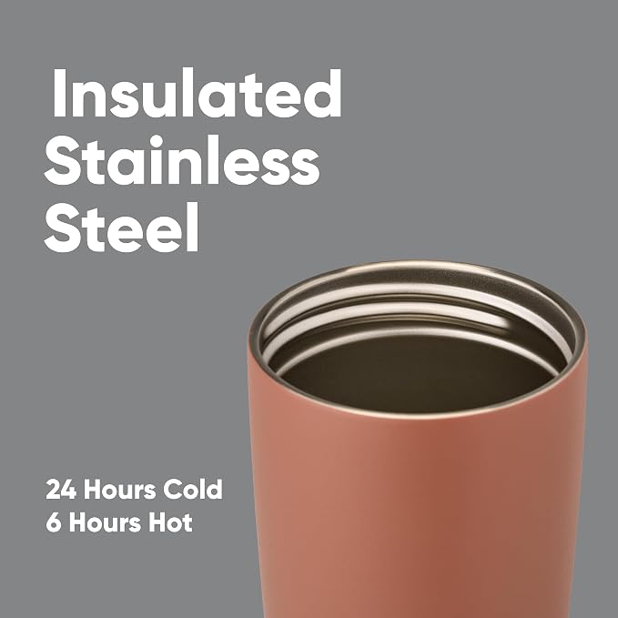 Owala SmoothSip Slider Insulated Stainless Steel Coffee Tumbler, Reusable Iced Coffee Cup, Hot Coffee Travel Mug, BPA Free 20 oz, Cozy Cocoa (Pack of 8)