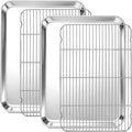 Onader Large Baking Cookie Sheet with Cooling Rack Set, Stainless Steel Baking Sheet Pan, 19⅝ x 13¾ Inch Metal Oven Baking Tray, Nonstick & 1 Inch Deep, 2-Pack (Includes 2 Pans + 2 Racks)