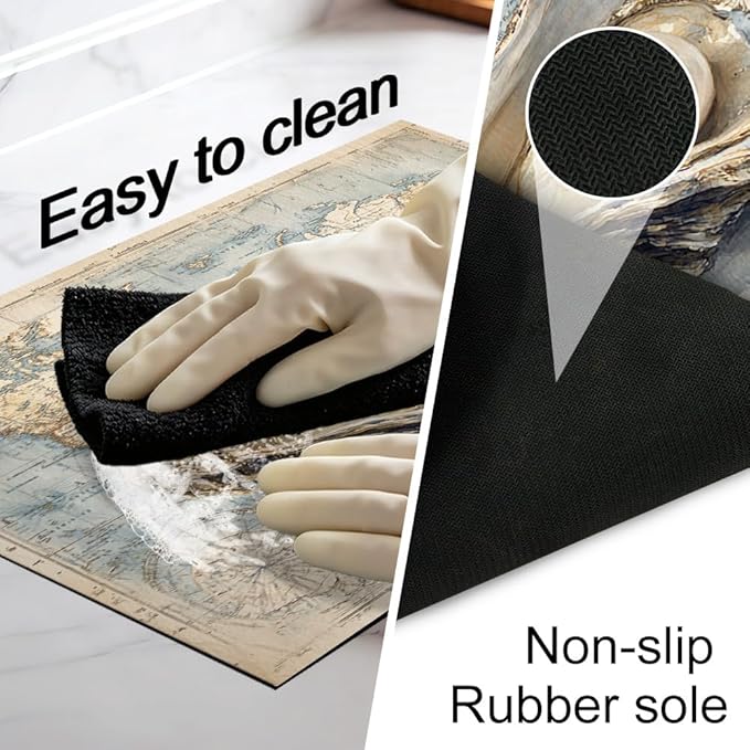 Stove Top Cover for Electric Stove 28.4 x 20.5 Inch Non Slip Stove Mat Oil Proof World Map Oyster Glass Cooktop Protector Kitchen Mat