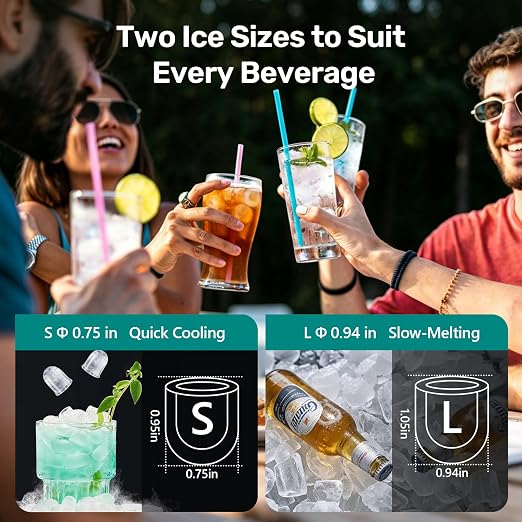 OLIXIS Countertop Ice Maker with Self-Cleaning, Portable Ice Maker Machine with Scoop, 26Lbs/24H, 9 Cubes in 6 Mins, 2 Sizes of Bullet for Home, Kitchen, Office, Pink