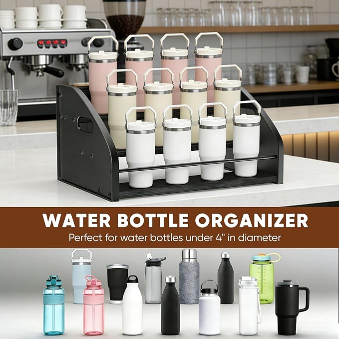 Coffee Syrup Rack- Extra Large for 15 Syrup Bottles Holder- Rustic Countertop Display Shelf for Liquor Bottles, Coffee Bar, Kitchen Cabinet- Pantry Storage for Water Bottles, Spirits & Whiskey