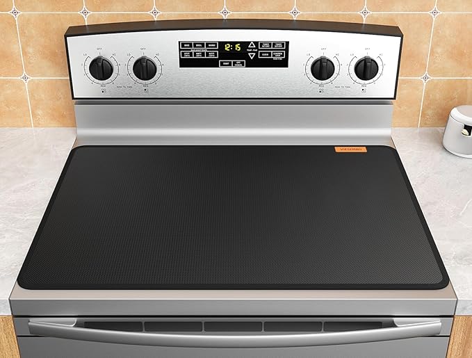 VIESEMBO Stove Gap Covers Stainless Steel, Retractable Oven Gap Filler for Stove and Counter, Stove Top Covers for Electric Stove,30x21 Inch Glass Stove Top Protector