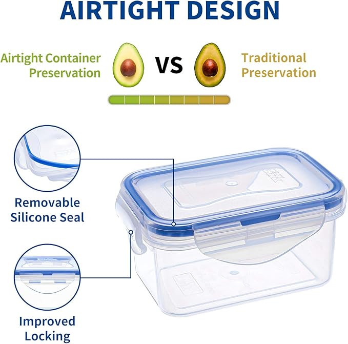 KIGI Multi-Pack Small Plastic Food Storage Containers Set, BPA-Free Plastic, Airtight Lids, Leakproof for Meal Prep, Snack & Lunch, Mini Bento Box, 6 oz / 0.75 Cup, 12 Piece Set