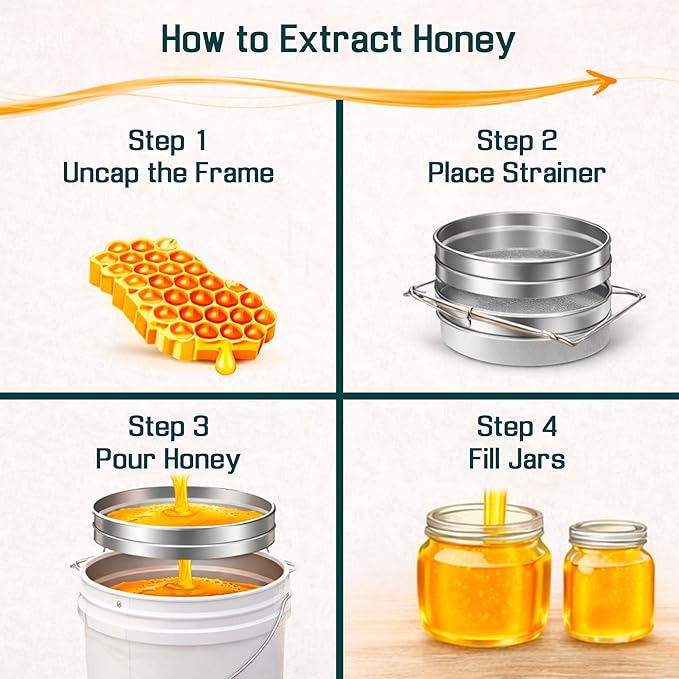 SunVara Honey Bucket with Gate 5 Gallon Kit - Stainless Steel Double Layer Strainer, Honey Scrapper Tool Beekeeping Equipment, Honey Extractor Equipment, Bee Supplies