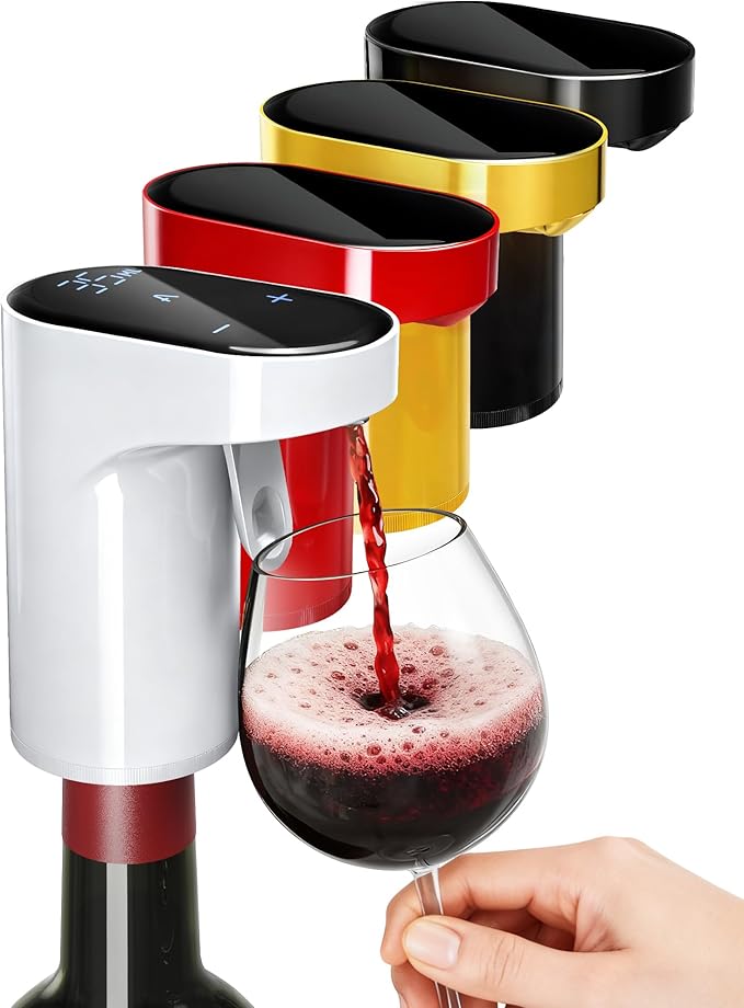 Mothers Day Gift Essential,5-in-1 Electric Wine Decanter & Smart Liquor Dispenser,Automatic Aerator&Pourer with 1-999ml Precision Dosing | Gift for Mom,Women,Dad,Wine&Whiskey Lovers,Birthday(White)