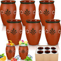 Gejoy 6 Pack 12oz Cantaritos de Barro Mexicanos Mexican Clay Cup Pottery Fiesta De Barro Mexicanos Cocktail Coffee Mugs Cocktail Tea Glasses for Margaritas Mojitos (Cute,Red)