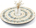 13.4" Mother of Pearl Lazy Susan, Table Centerpiece Round Shell Decorative Lazy Susan Turntable Rotating Tray Organizer for Cabinet Counter Gift Kitchen Office Cafe Home Decor (Dot Blue)