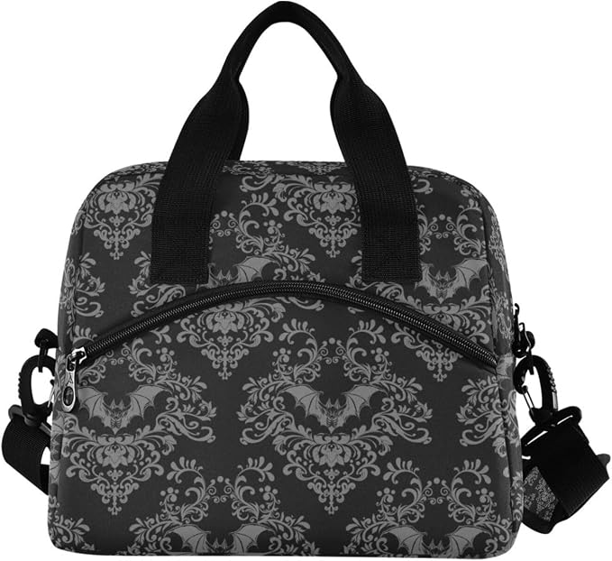 Goth Bat Insulated Lunch Bag Reusable Lunch Tote Bag Cooler Bag for Women Men Adult Lunch Box with Adjustable Shoulder Strap Leakproof Lunch Bag for Work Picnic Camping