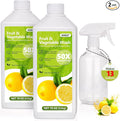 ASKIZ Fruit & Vegetable Wash,13 Gallons Lemon Produce Wash and Clean,Fruit Cleaner Comes With an Improved Nozzle Bottle,Multi Purpose Cleaner Removes Wax, Dirt and Surfaceues