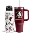 The Memory Company Officially Licensed NCAA 2-Pack Stainless Steel Tumbler Set, 34oz Team Spirit Water Bottle & 40oz Game Day Tumbler with Lid and Straw, BPA-Free Materials, Convenient Straw Design