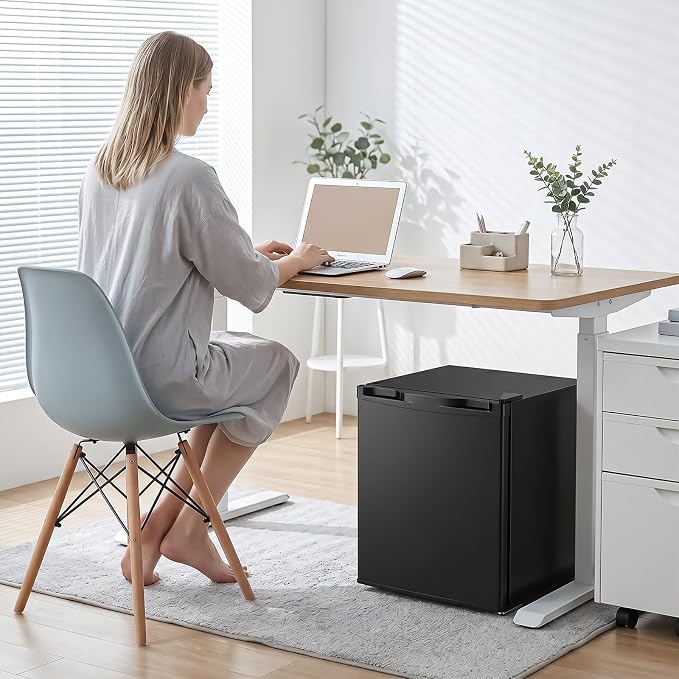Electactic 1.7 Cu.ft Mini Fridge, Compact Refrigerator, Single Reversible Door, Ultra Quiet, Energy Efficient for Office, Dorm, Bedroom, Apartment, Black