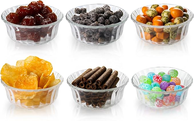 Marble Spoon Rest for Kitchen Counter, Stove Top, Spatula, Tongs Holder with Non-Slip Silicone Feet, 1 Pack + 4.5" Clear Textured Glass Bowls, Mini Bowls for Desserts, Dips and Fruit, 9.5oz, Set of 6
