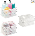 iDesign Portable Shower Caddy Basket for College Dorm or Bathroom, Set of 3, Frost, Made in USA