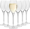 Krosno Large Prosecco Champagne Sparkling Wine Flutes, Set of 6, 9.4 fl oz, Rounded Shape for Ideal Bubbles, Dishwasher Safe, Made in Europe