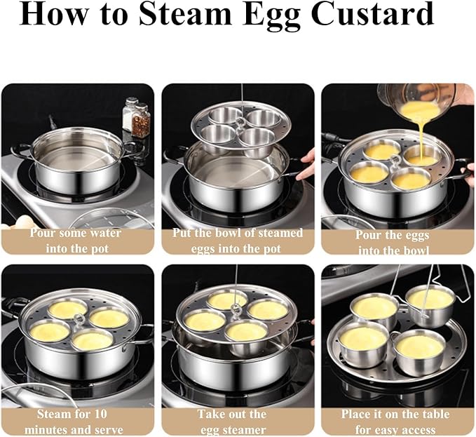 Egg Poacher Pan Stainless Steel 4 Cup Poached Egg Maker Nonstick Poached Egg Maker for Kitchen
