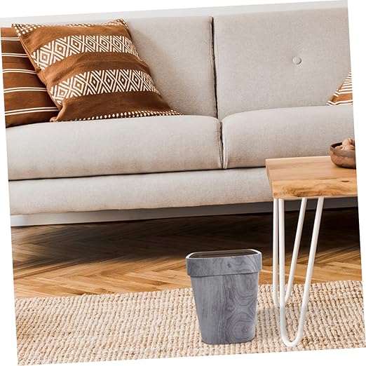 Cabilock Unique Wood Grain Pattern Trash Can Indoor Paper Wastebasket for Kitchen Bathroom Living Room Office Sturdy Sturdy No Lid Light Grey