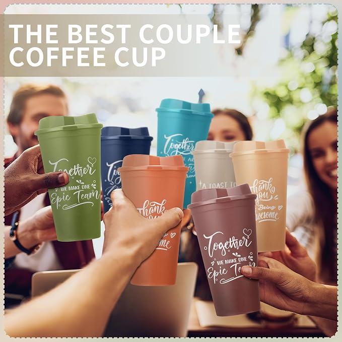 Pickmesh 15 Pcs Employee Appreciation Gifts Bulk 16 oz Plastic Tumblers with Lids Graduation Teacher Appreciation Gifts Reusable Coffee Cups for Staff Volunteer Coworker Team (Morandi Color 2)