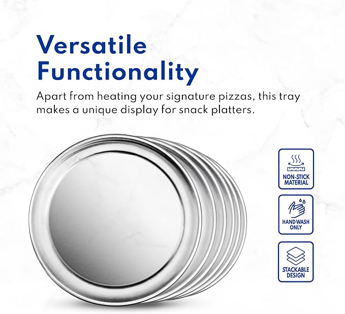 New Star Foodservice Restaurant-Grade Aluminum Pizza Pan, Baking Tray, Coupe Style, 10 Inch, Pack of 6