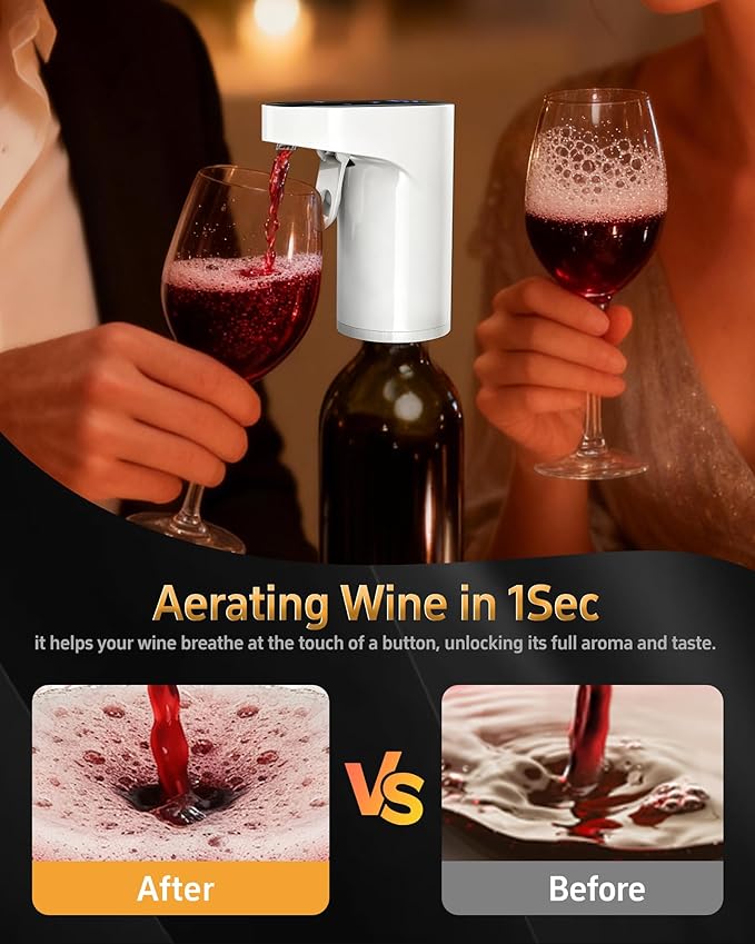 Mothers Day Gift Essential,5-in-1 Electric Wine Decanter & Smart Liquor Dispenser,Automatic Aerator&Pourer with 1-999ml Precision Dosing | Gift for Mom,Women,Dad,Wine&Whiskey Lovers,Birthday(White)