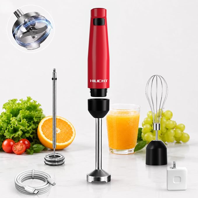 Cordless Immersion Blender, 3-in-1 Hand Blender with Charger | Blend Anywhere: Wall Charger, Brushless Motor, Whisk & Frother, 60+ Bowls, Smoothies, Soup, Baby Food