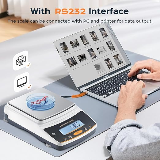 Bonvoisin Lab Scale - 5000g x 0.01g, Rechargeable Digital Scale with RS232 Interface, 0.01g Accuracy