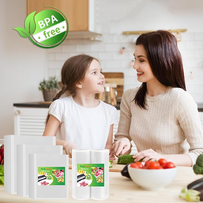 MakMeFre 300 Pint Size 6" x 10" Vacuum Sealer Bags with BPA Free and Heavy Duty,Great for Food Storage Vaccume Sealer PreCut Bag