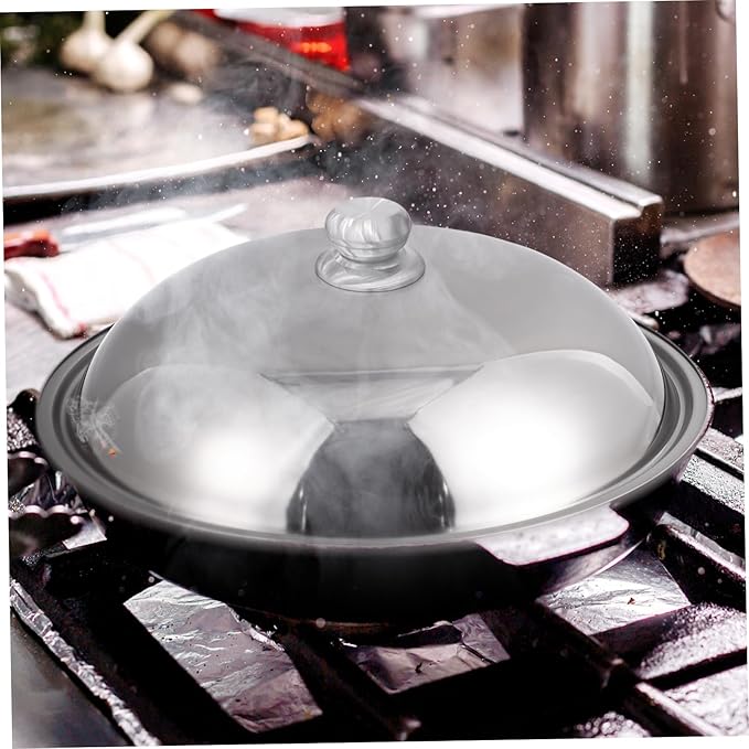 Ciieeo 14 Inch Stainless Steel Cooking Pot Lid Multifunction Anti-Scald Thickened Cover with Knob for Frying Pan Wok and Hot Pot Kitchen Tool