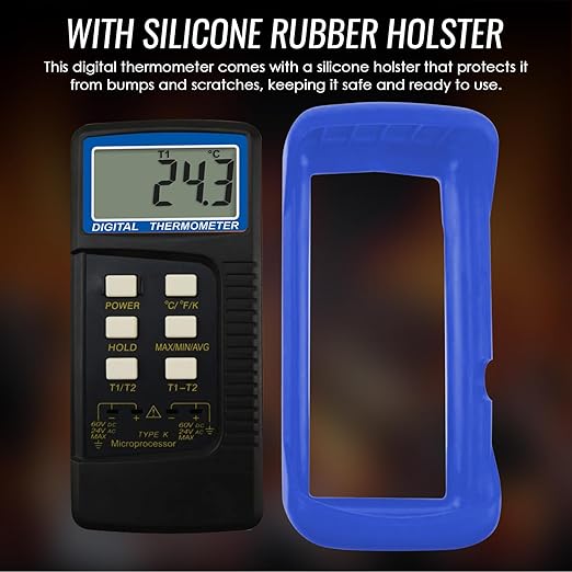 DANOPLUS Digital K Type Thermometer with 4 Thermocouples, Dual Channels Thermocouple Tester with MAX/MIN/AVG Temperature Measurement (-501300C)