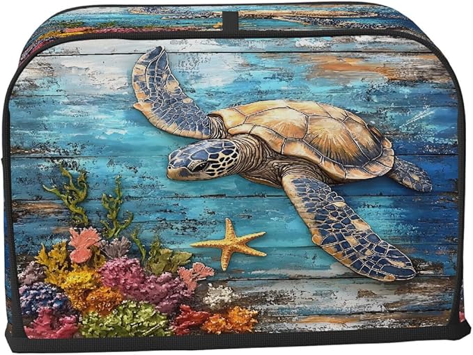 Turtle Wood Sea 4 Slice Toaster Cover Dust And Fingerprint Bread Maker Cover Bakeware Protector Washable Appliance Covers Kitchen Accessories For Home Kitchen Women Gift