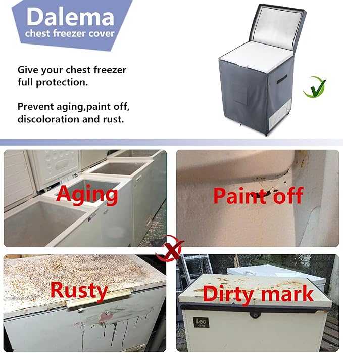 Deep Freezer Covers for Outside,Heavy Duty 600D Durable Chest Freezer Cover Waterproof,Outdoor Freezer Covers for Outside 7.0 Cubic Feet Chest Freezer,Top with Zipper to Open(38"W x 23"D x 34"H,Grey)