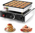 Mini Pancake Maker, 25PCS Mini Dutch Pancake Maker 110V Non-stick Adjustable Temperature Stainless Steel Commercial Pancakes Maker Machine for Home Kitchen Restaurant Snack Dessert