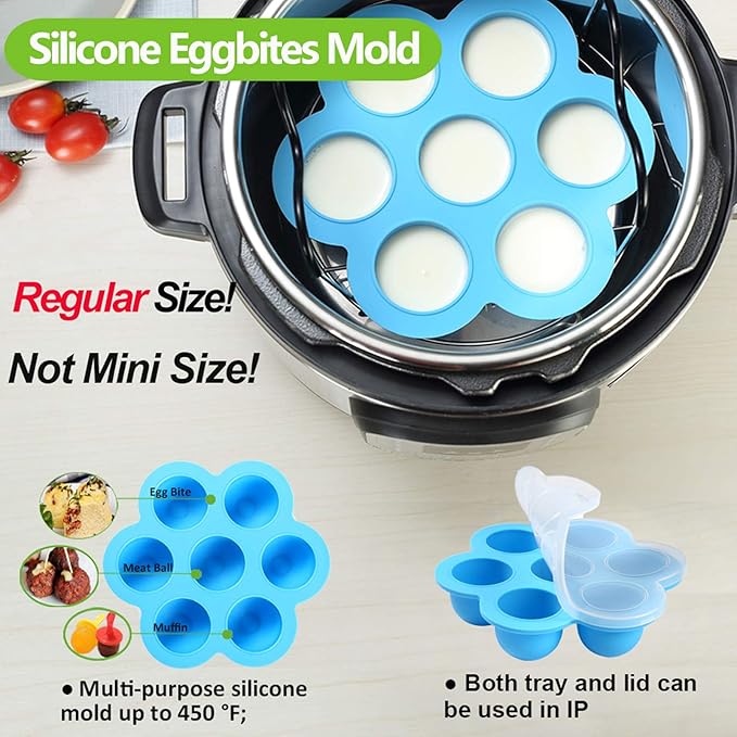 8 Quart Pressure Cooker Accessories Compatible with Instant Pot 8 Qt Only - Steamer Basket, Silicone Sealing Rings, Egg Bites Mold, Glass Lid, Springform Pan, Egg Steamer Rack and More