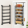 IBUYKE 6 Tier Over The Door Pantry Organizer,Wall Mounted Spice Rack,Door Hanging or Wall,Adjustable Hanging Storage Shelves,Spice Organization for Kitchen cabinet,Bathroom,Closet,Black UTLJ028B
