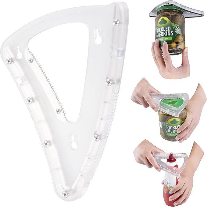 Uinxan Jar Opener for Weak Hand & Seniors with Arthritis,Handheld & Under Kitchen Cabinet-Twist Off Bottle Caps,One-Handed Magnetic Lid Open,Unique Gadget–Gift for Elderly,Women&Men (Transparent)