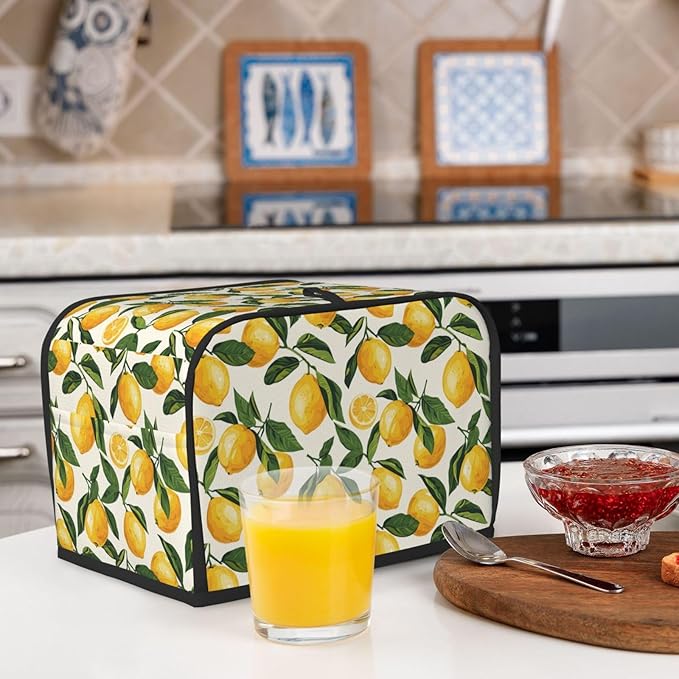 Toaster Cover 2 Slice Lemon Fruit Watercolor Kitchen Small Appliance Covers with Pockets Dust and Fingerprint Protection