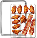 Herogo Baking Sheet with Wire Rack Set(1 Pans + 1 Racks), 16" x 12" x 1" Stainless Steel Jelly Roll Pan with Cooling Rack Set for Baking & Roasting, Non Toxic & Easy Clean
