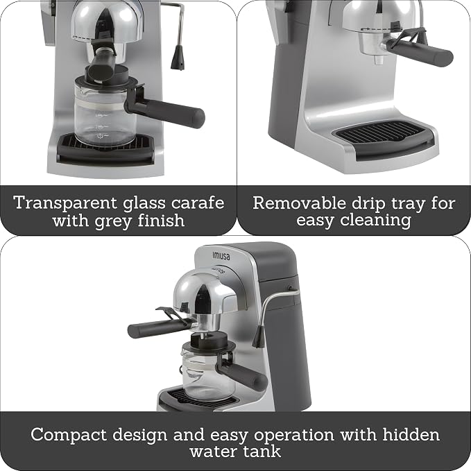 IMUSA 4cup Electric Bistro Espresso Cappuccino Maker, Silver