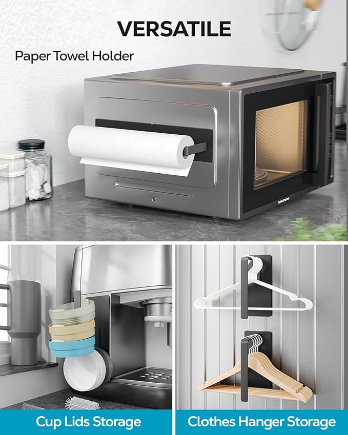 Nieifi Magnetic Shelf for Fridge 4 Pack, Onion Potato Storage, Magnetic Fridge Organizer- Fruit & Vegetable Storage Basket with Utensils Racks, Paper Towel Holder for Kitchen, Laundry Room