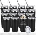 YOUKE OLA 16 Pack Stainless Steel Tumbler Bulk Insulated Vacuum Travel Mug Powder Coated Coffee Mug Gift for Laser Engrave, 20oz Black