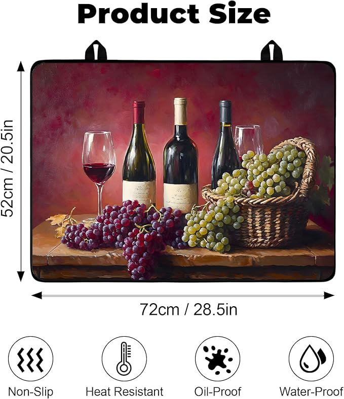 Heat-Resistant Glass Stove Top Cover with Anti-Slip Rubber Coating – 28.5x20.5 Inch Electric Stove Protector, Scratch-Resistant, Expands Counter Space, Stylish Kitchen Decor
