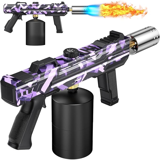 Powerful Propane Torch Gun, Kitchen cooking Torch lighter with Adjustable Flame, Flame Thrower Gun Butane Torch for Searing Steak, BBQ, Campfire, Fireplace (Tank Not Included)(Graffiti)