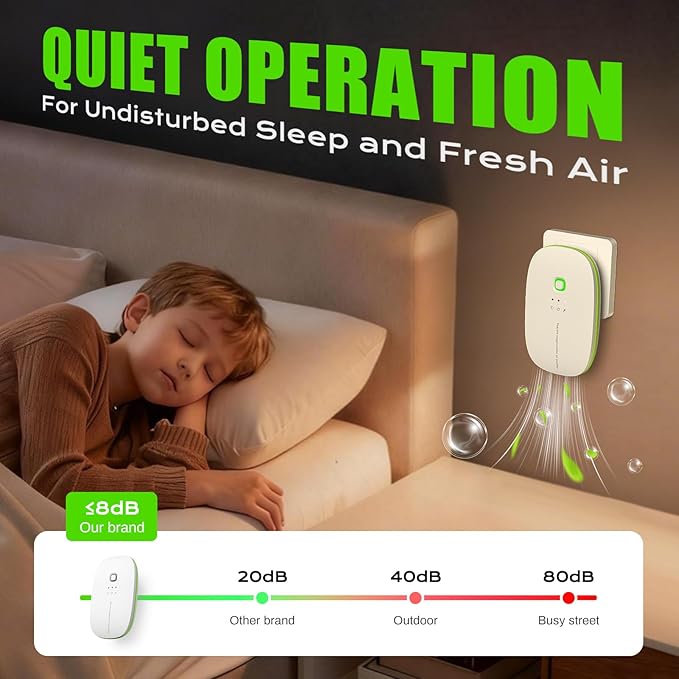 Cat Litter Deodorizer 99% Ozone Odor Eliminator Negative Ion 2-IN-1, Portable Plug In Ionic Air Purifier Filter-free Quiet Dog Poof Odor Removal for Home, Pets, Kitchen, Toilet, Wardrobe, Garage